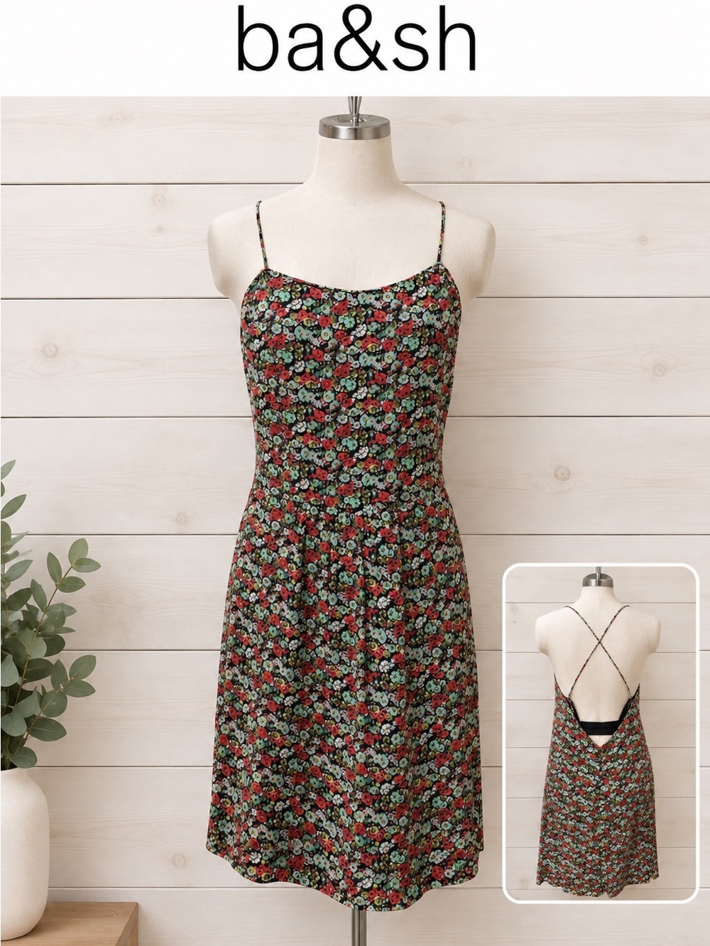 ba&sh Floral Spaghetti-Strap Dress – Multicolour – Size 2 (Medium)